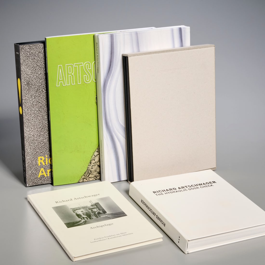 Richard Artschwager, (6) catalogues, 1 signed: Richard Artschwager, (6) catalogues, 1 signed, Incl. 1) Richard Artschwager, Whitney/Yale, 2013, signed in marker on half-title page; 2) "Painting" Then and Now, Museum of Contemporary Art North