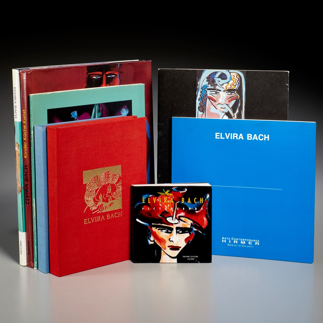Elvira Bach, (8) vols., 2 signed: Elvira Bach, (8) vols., 2 signed, Incl. 1) Elvira Bach Druckgrafik 1982-1992, inscribed and signed in pencil, loose sheets in folding case; 2) A 2nd copy of the above, signed in pencil; 3) Elvira