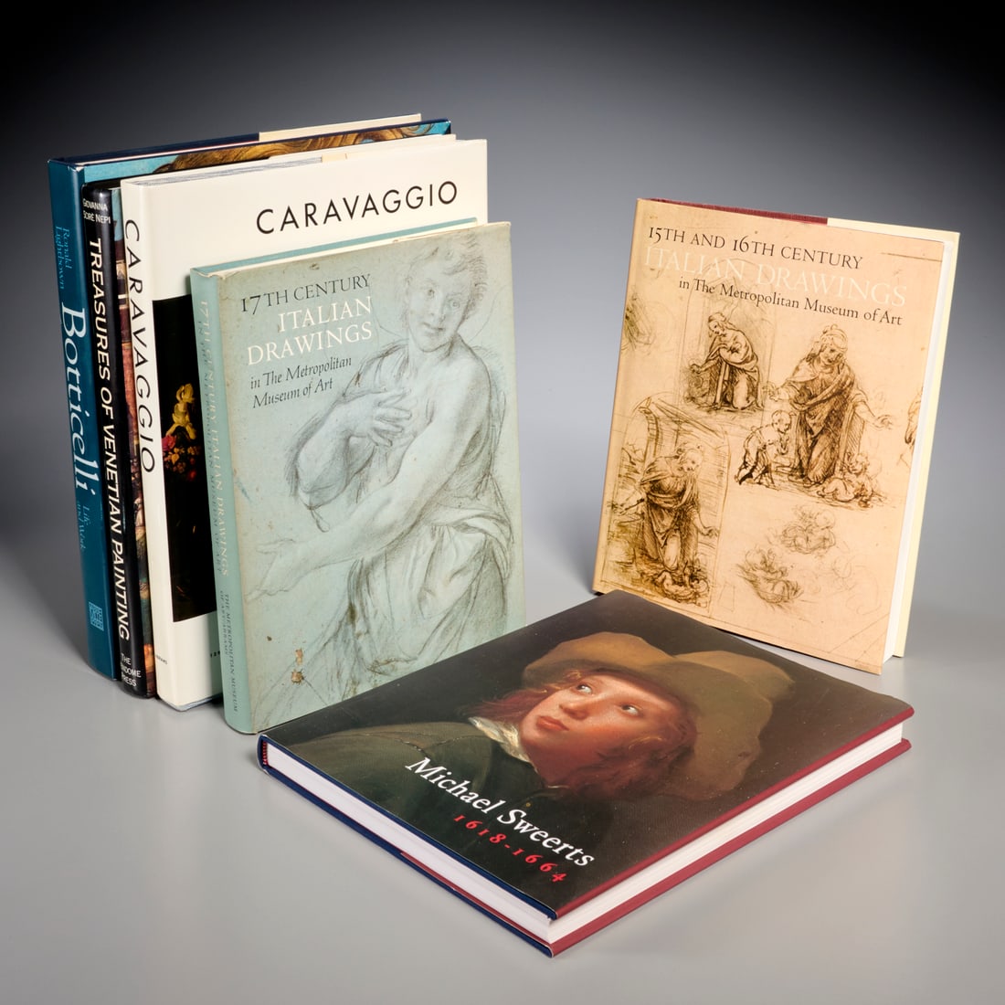 Old Master artists, (6) vols.: Old Master artists, (6) vols., Incl. 1) Botticelli Life and Work. Abbeville, 1989; 2) Treasures of Venetian Painting: The Gallerie dell'Accademia. Vendome, 1991; 3) Caravaggio. Abrams, 1982; 4) Michae