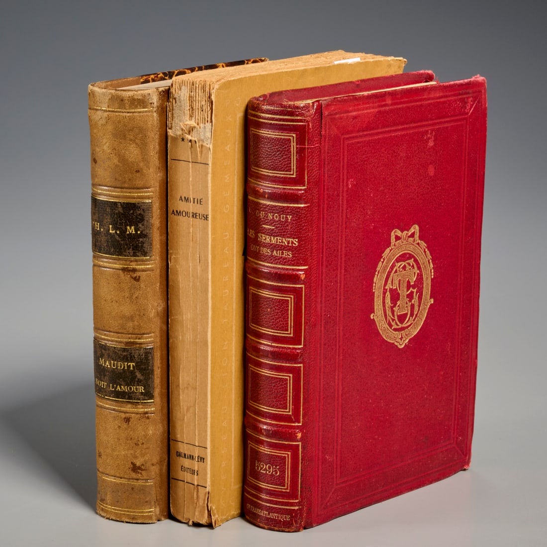 Hermine Lecomte du Nouy, (3) vols.: Hermine Lecomte du Nouy, (3) vols., Hermine Oudinot Lecomte du Nouy. 1) Amitie Amoureuse. Calmann-Levy, 1947, softcover; 2) Maudit Soit L'Amour. Calman-Levy, no date, lacking orig. covers; 3) Les Serm