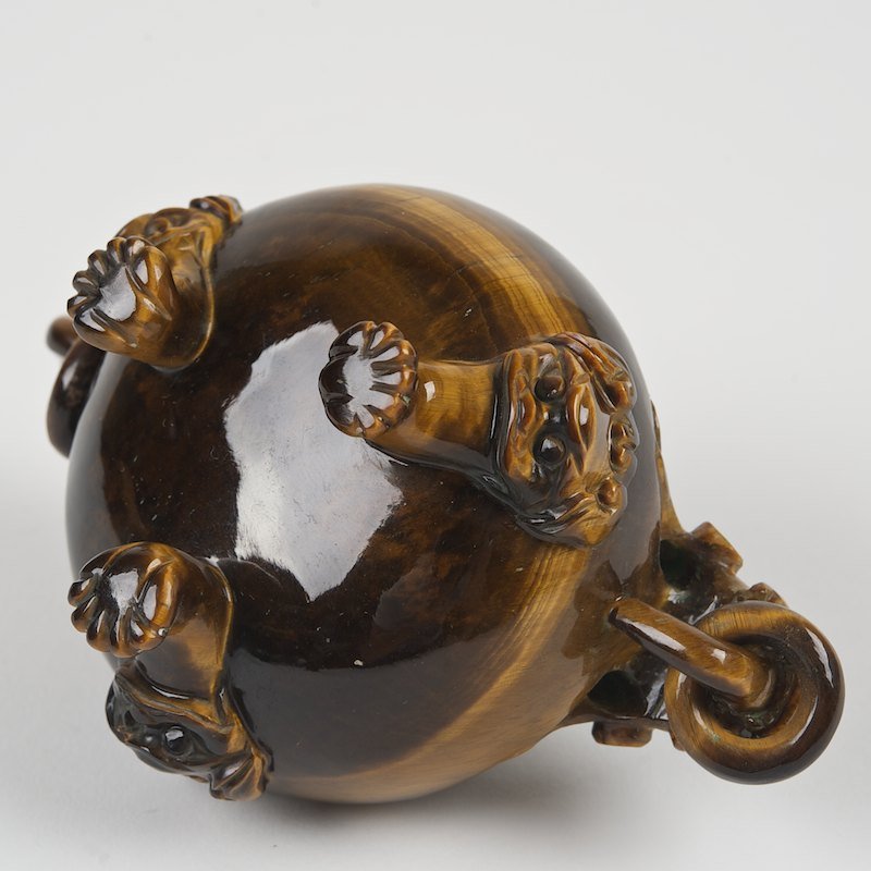 Chinese tiger's eye agate censer and cover - 7