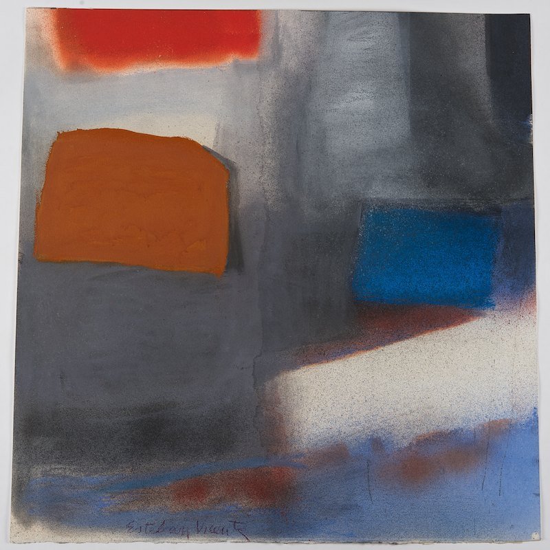 Esteban Vicente (1903-2001, American), painting: Esteban Vicente (1903-2001, American), painting, Untitled, 1984, charcoal and acrylic on paper, signed "Esteban Vicente", lower left, 30.5" x 29.5" (sheet), framed Provenance: The Ciba-Geigy Art Colle