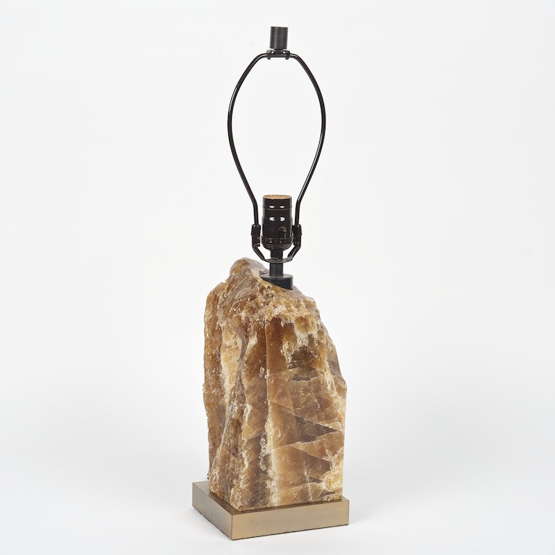 Carol Stupell inspired brown quartz table lamp: Carol Stupell inspired brown quartz table lamp, 20th c., 22"h x 5.5"w x 4.75"d (total) Provenance: Sara Gilbane Interiors, NY