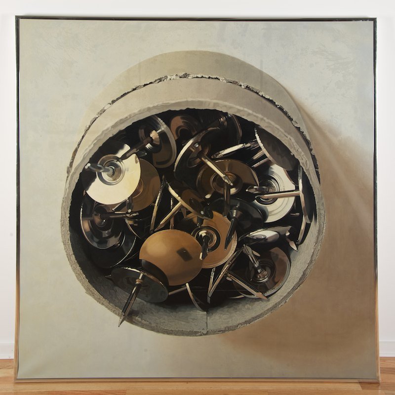 Bruce Everett (b. 1942, American), large painting: Bruce Everett (b. 1942, American), large painting, "Tacks", 1972, oil on canvas, 66.5" x 66.5" (sight), framed Provenance: Property from a major corporate art collection