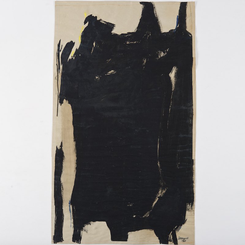 Edward Dugmore (1915-1996, American), painting: Edward Dugmore (1915-1996, American), painting, "Untitled (H. Wise #349)", 1960, mixed media on paper, signed and dated "Dugmore 1960", lower right, 34" x 21.25" (sheet), unframed Provenance: The Ciba