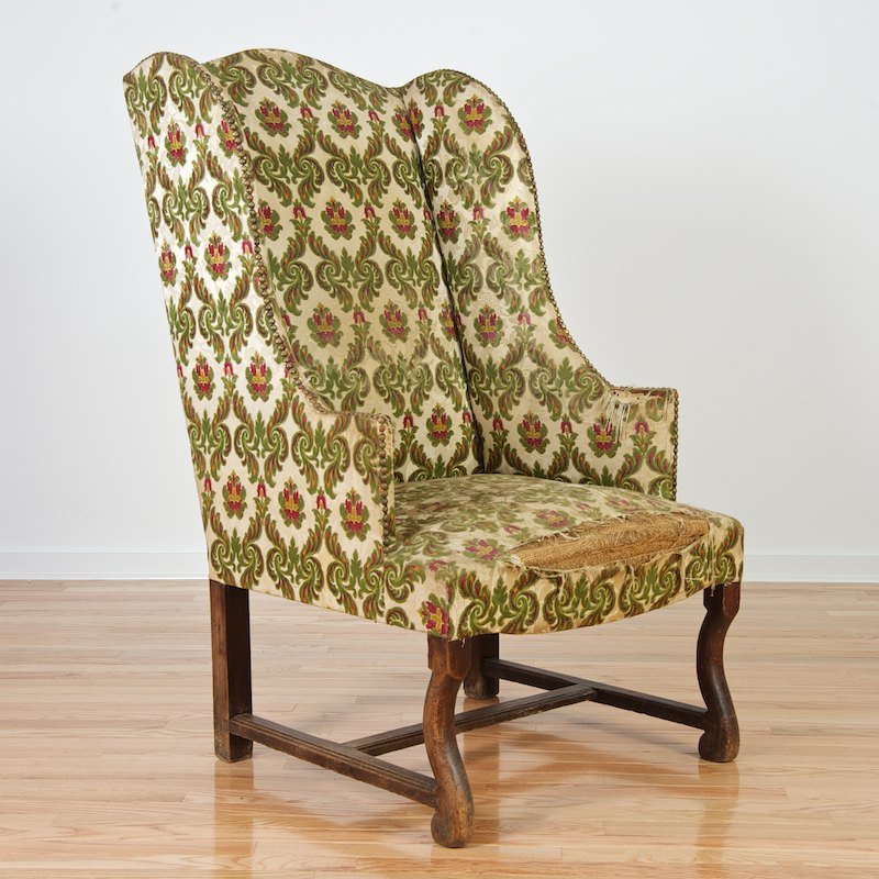 Franco-Flemish Baroque oak wing back chair: Franco-Flemish Baroque oak wing back chair, 17th/18th c., 48"h 27"w x 24.5"d