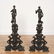 Pair large Italian Renaissance style bronze andirons