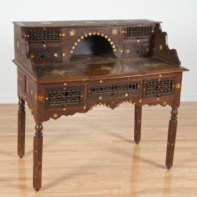 Antique Syrian or Moroccan mother pearl inlaid desk