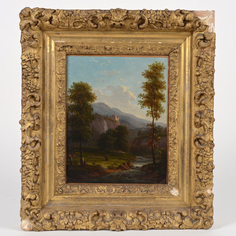 Manner of John Constable (1776-1837, British), painting: Manner of John Constable (1776-1837, British), painting, Landscape, oil on canvas, no signature found, 10" x 8" (sight), gilt frame