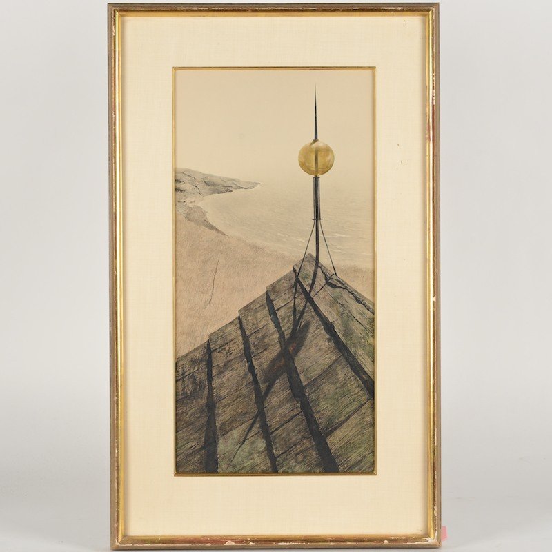 Andrew Wyeth (1917-2009, American), collotype: Andrew Wyeth (1917-2009, American), collotype, "Northern Point", 1956, color collotype, signed in plate, 23.5" x 11.5" (sight), matted and framed Provenance: M. Knoedler & Co., NY