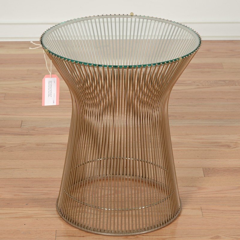 Warren Platner for Knoll steel wire side table: Warren Platner for Knoll steel wire side table, Circa 1970s, 18"h x 15.5"dia.