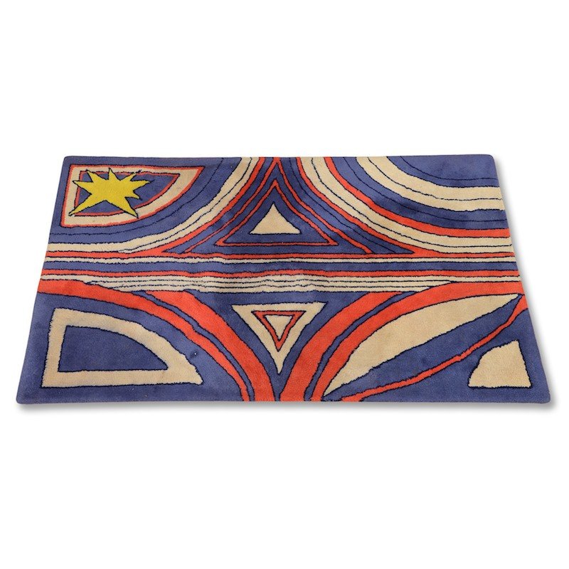 Edward Fields Modernist carpet, approx. 7' x 4': Edward Fields Modernist carpet, approx. 7' x 4', Circa 1973, red white and blue with star Provenance: The Estate of Arthur C. Carr, NY