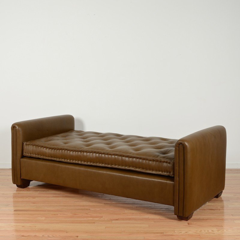J.M. Frank style leather daybed by Ch. Beckley, NY: J.M. Frank style leather daybed by Ch. Beckley, NY, 20th c., 31"h x 89"l x 41"d Provenance: Cullman & Kravis, NY </