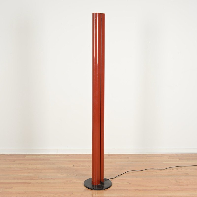Gianfranco Frattini for Artimede "Megaron" lamp: Gianfranco Frattini for Artimede "Megaron" lamp, Circa 1980s, red enamel, 72"h