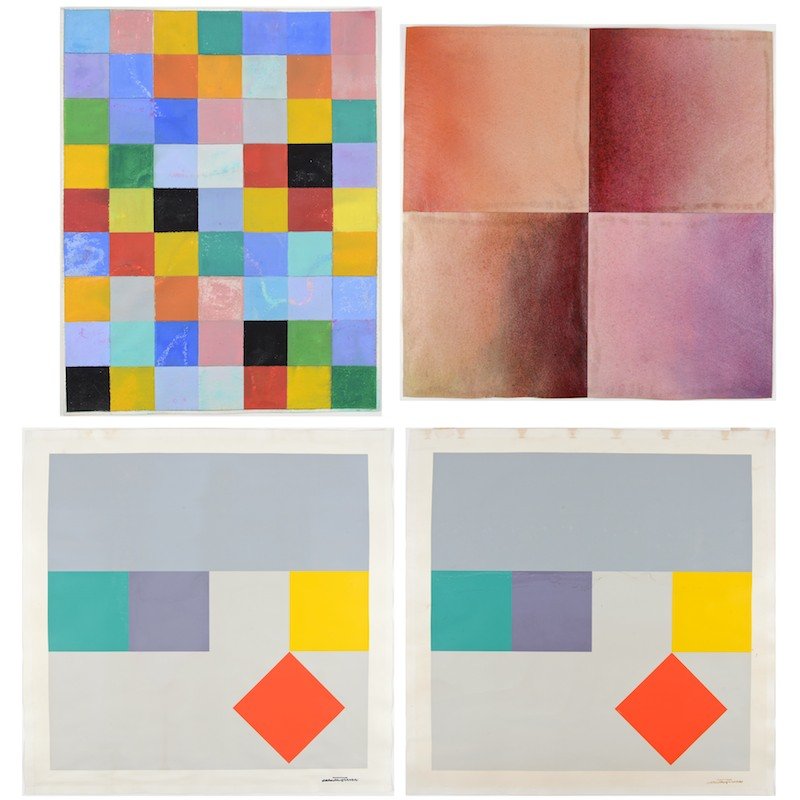 (4) Postwar works on paper from Ciba Geigy Coll.: (4) Postwar works on paper from Ciba Geigy Coll., Incl. Camille Graeser (1892-1980, Swiss), Untitled, 1970, (2) silkscreens, signed, ed. 27/100 and 29/100, 23.5" x 23.5" (sheet); Clinton Hill (b. 1922