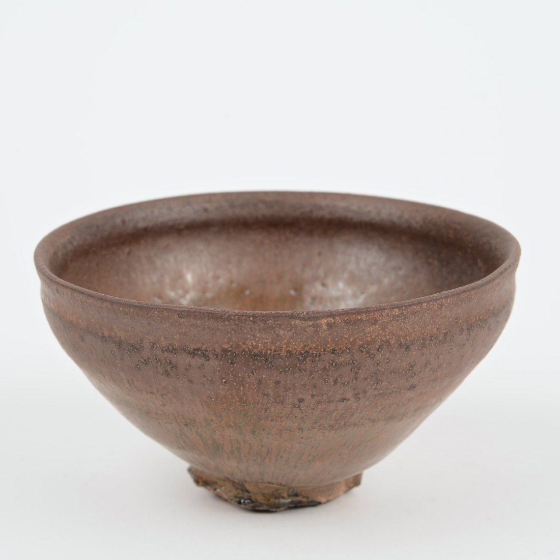 Chinese hare's fur glazed earthenware bowl: Chinese hare's fur glazed earthenware bowl, Possibly Song Dynasty, jianyao type, 2.75"h x 5"dia.