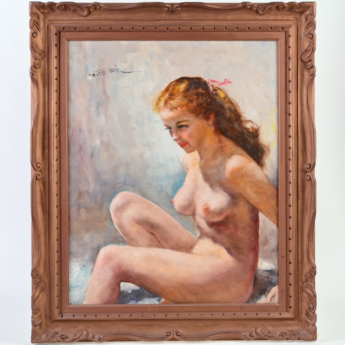 Fried Pal (1893-1976, Hungarian/American), painting: Fried Pal (1893-1976, Hungarian/American), painting, "Nina"/full nude, oil on canvas, signed "Fried Pal", upper right, 29" x 23.5" (sight), framed