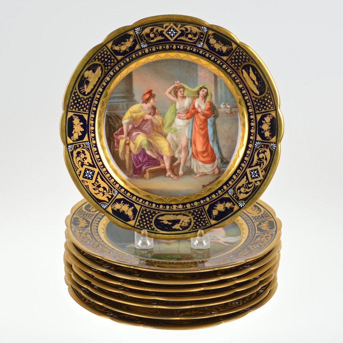 Set (8) Royal Vienna porcelain plates
