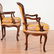 Near pair Italian Rococo carved walnut armchairs - 4