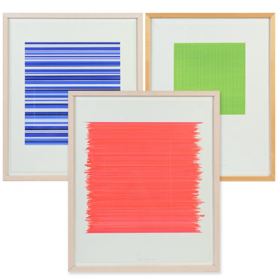 David Moore (20th c., American), (3) paintings: David Moore (20th c., American), (3) paintings, "Montauk #3" signed and dated "David B. Moore 2001", lower center, "Montauk #1", signed "David B. Moore 2000", lower right, gouache on paper, 22" x 18"