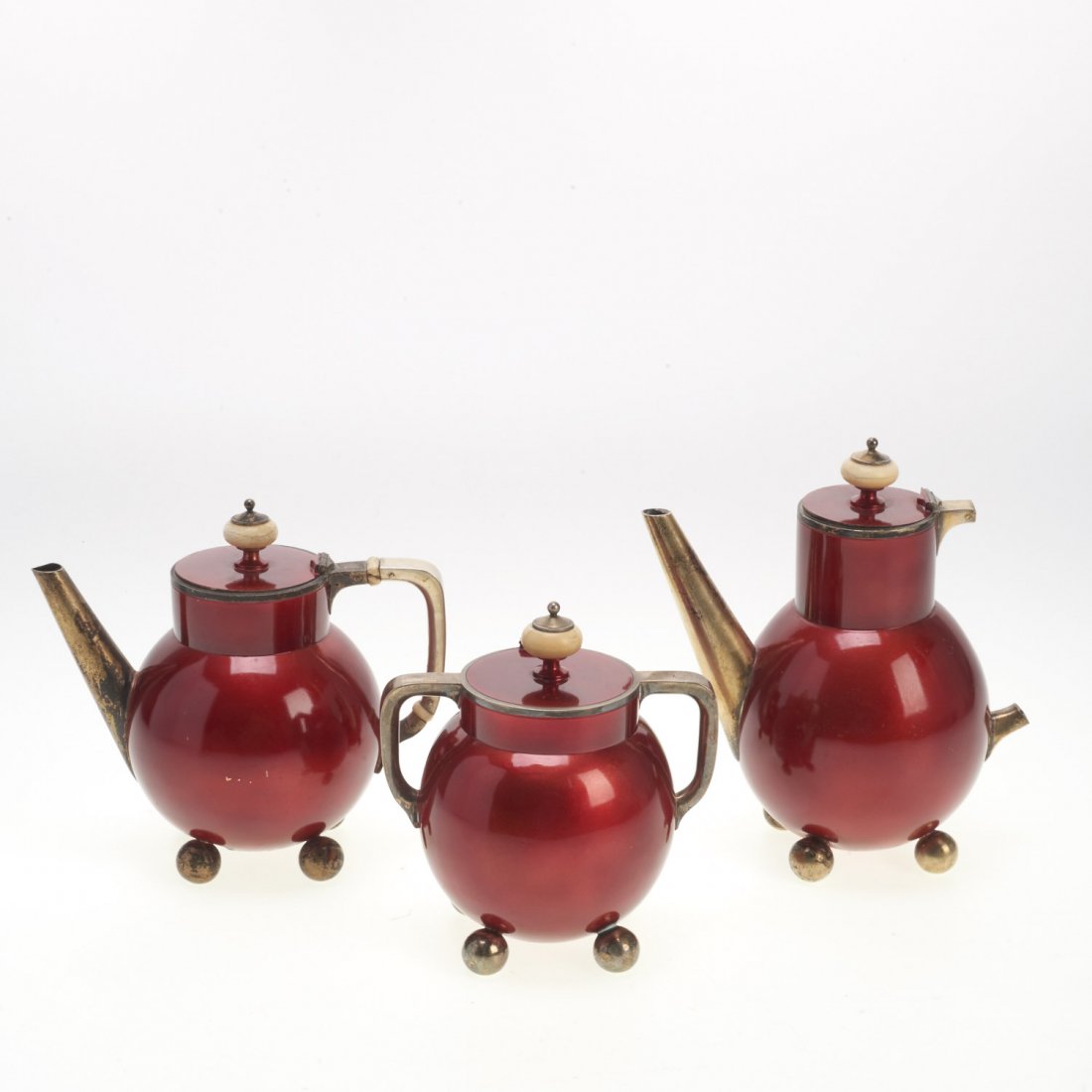 Early Russian Avant Garde silver enamel tea set