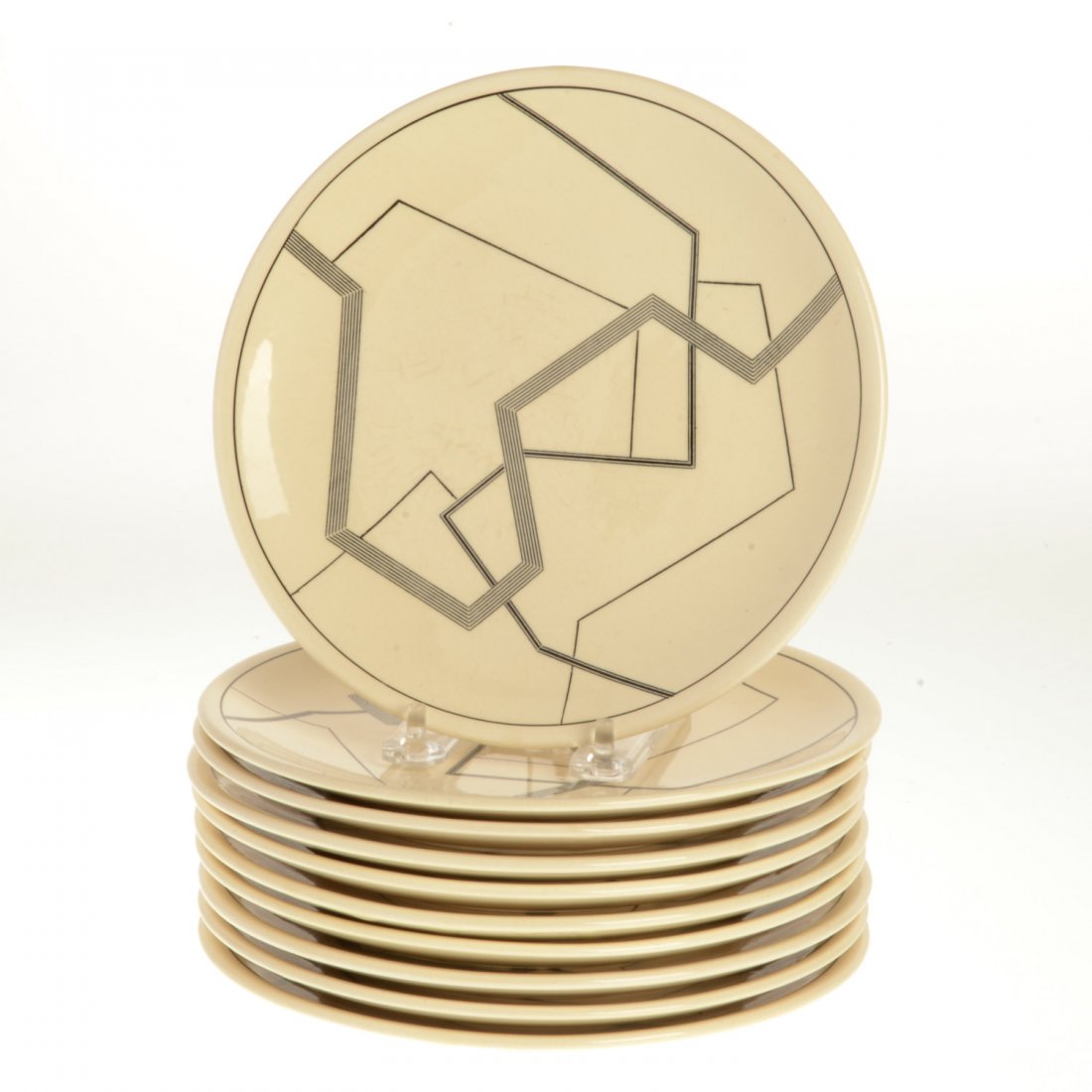 Set (10) Longwy dessert plates, signed Suzor (1 of 4)