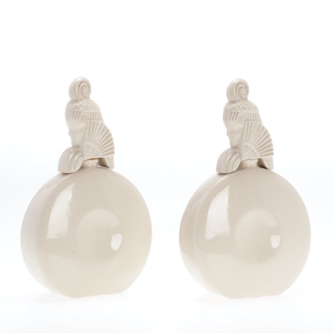 Pair French Art Deco white ceramic decanters (1 of 6)
