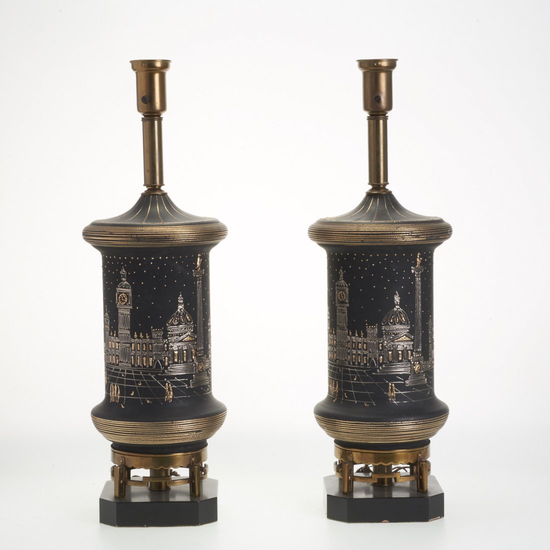 Pair Mid-Century Italian cityscape table lamps (1 of 5)
