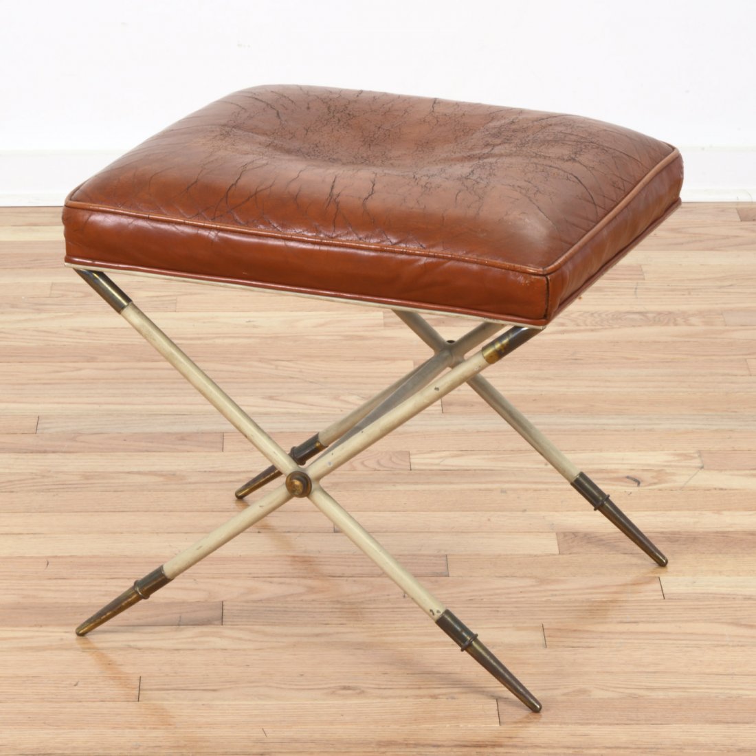 Tommi Parzinger enameled steel and brass stool (1 of 6)