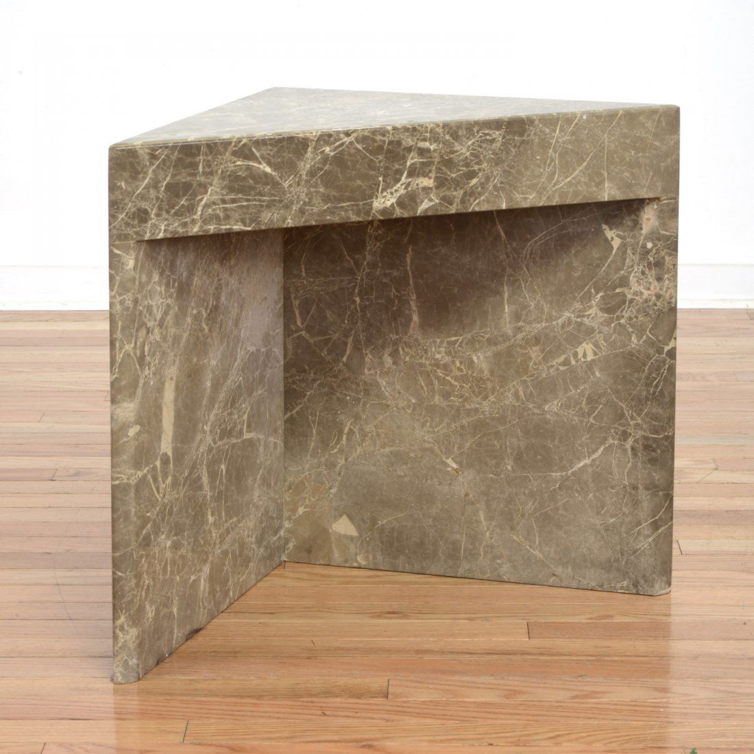 Manner of Karl Springer marble corner low table (1 of 3)