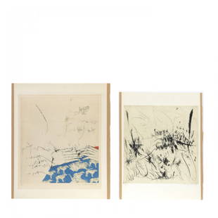 Masuo Ikeda, (2) prints: Masuo Ikeda, (2) prints, Masuo Ikeda (Japanese, 1934-1997), Untitled intaglio prints, one monochrome dated " M. Ikeda '62", lower right, one in color signed and dated "M. Ikeda '65", lower right, larg