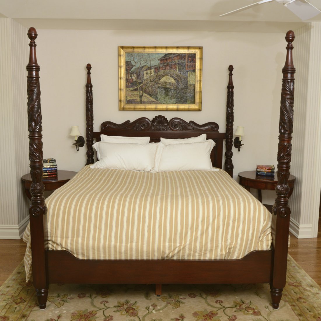 Ralph Lauren carved mahogany king size bed (1 of 5)