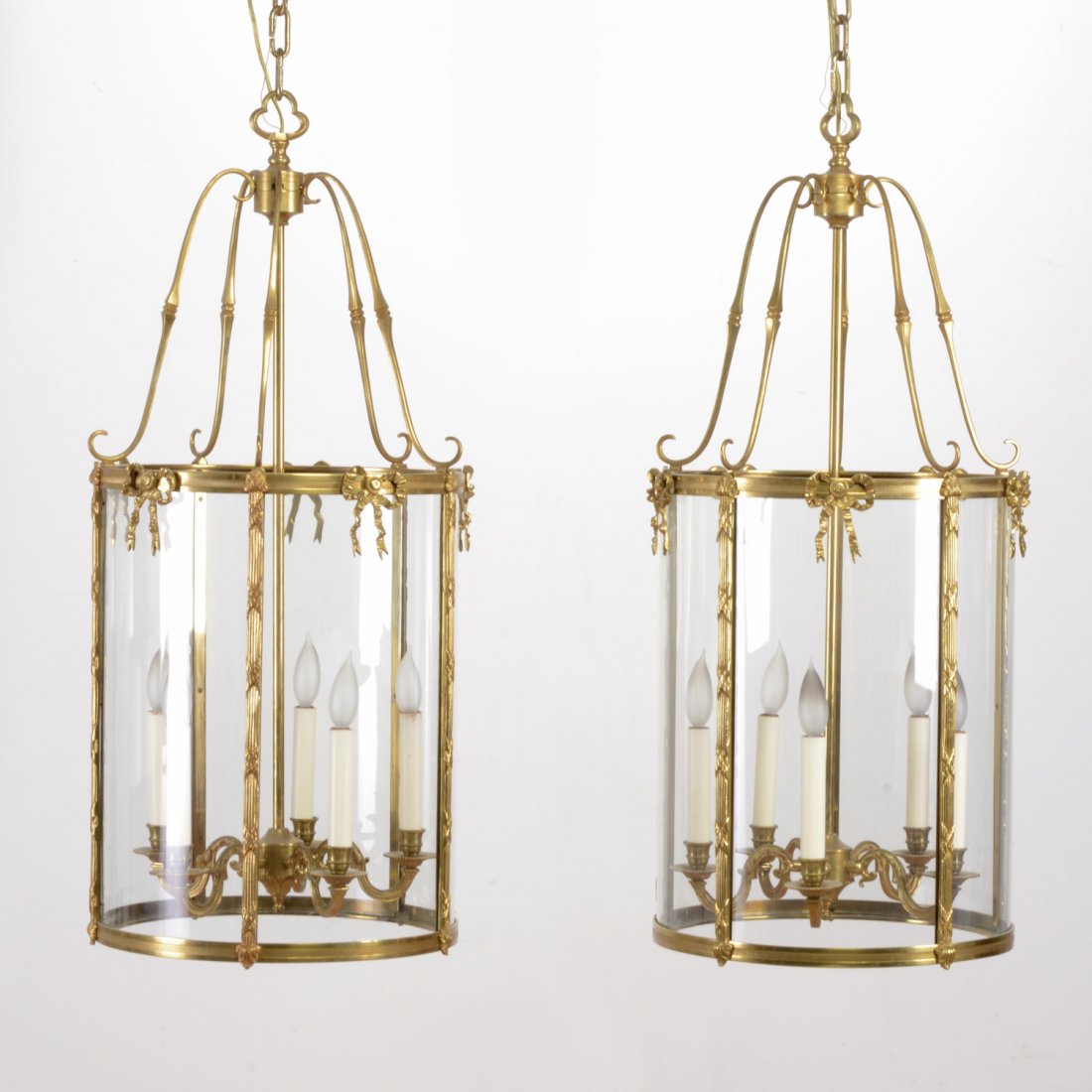 Pr. large Neo-Classical style bronze hall lanterns (1 of 4)