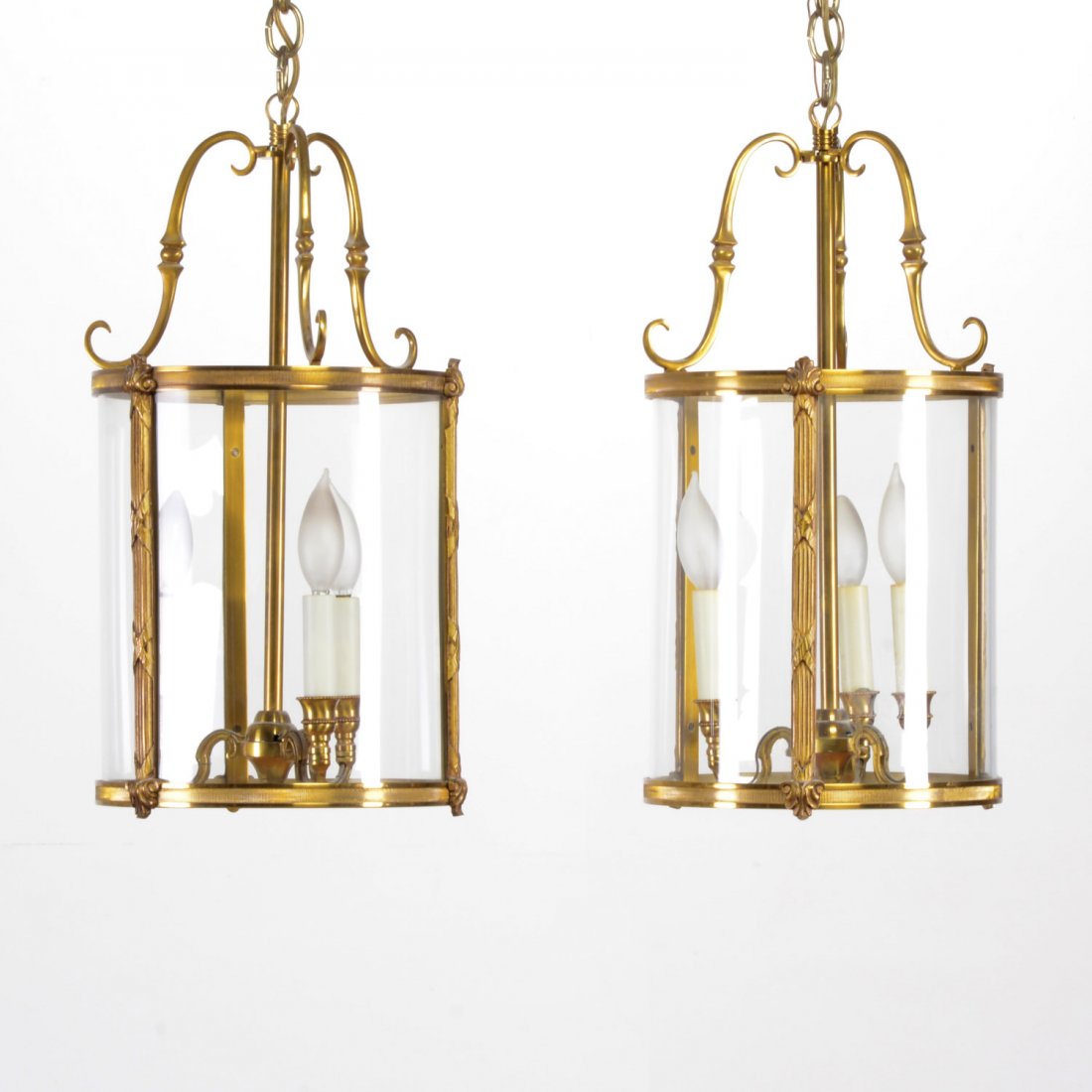 Pair Neo-Classical style gilt bronze hall lanterns (1 of 4)