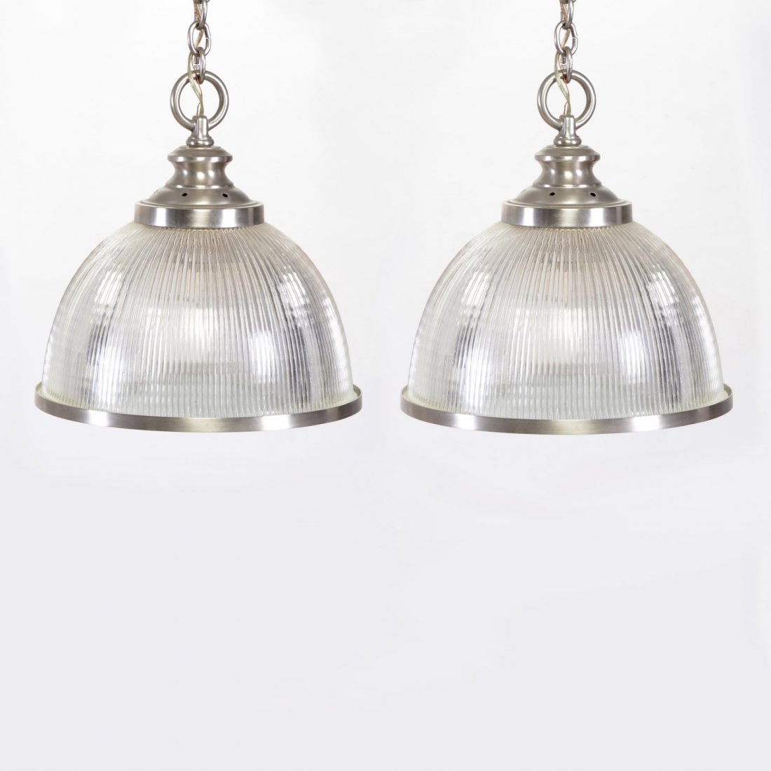 Pr. French Industrial style Holophane chandeliers (1 of 4)