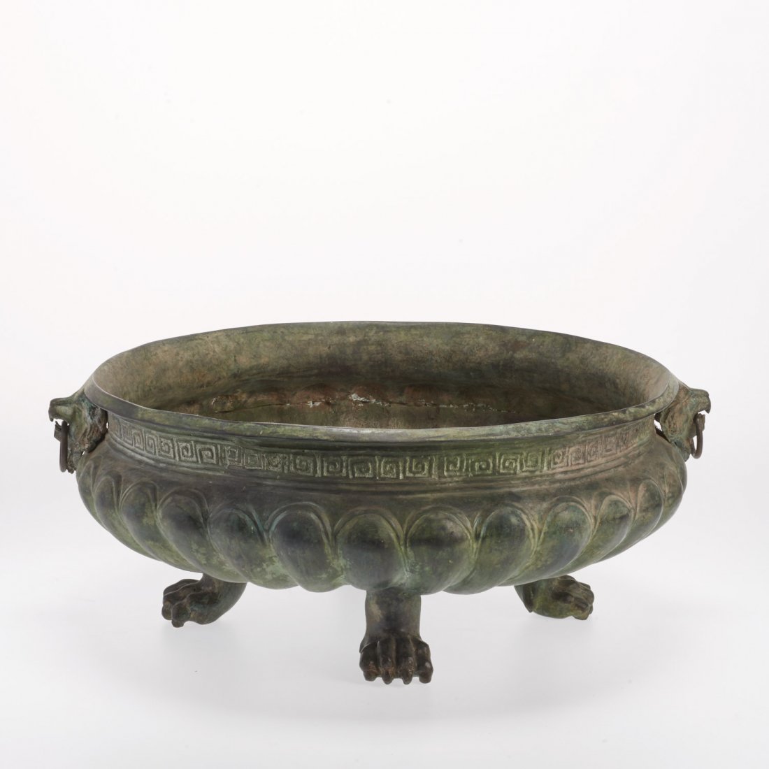 Greco-Roman style bronze footed jardiniere (1 of 5)