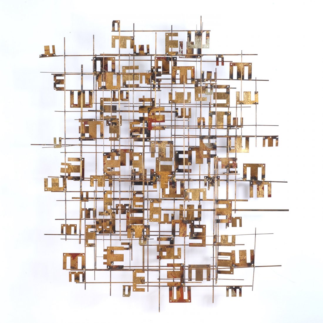 Manner of Harry Bertoia, gilt metal wall sculpture (1 of 6)