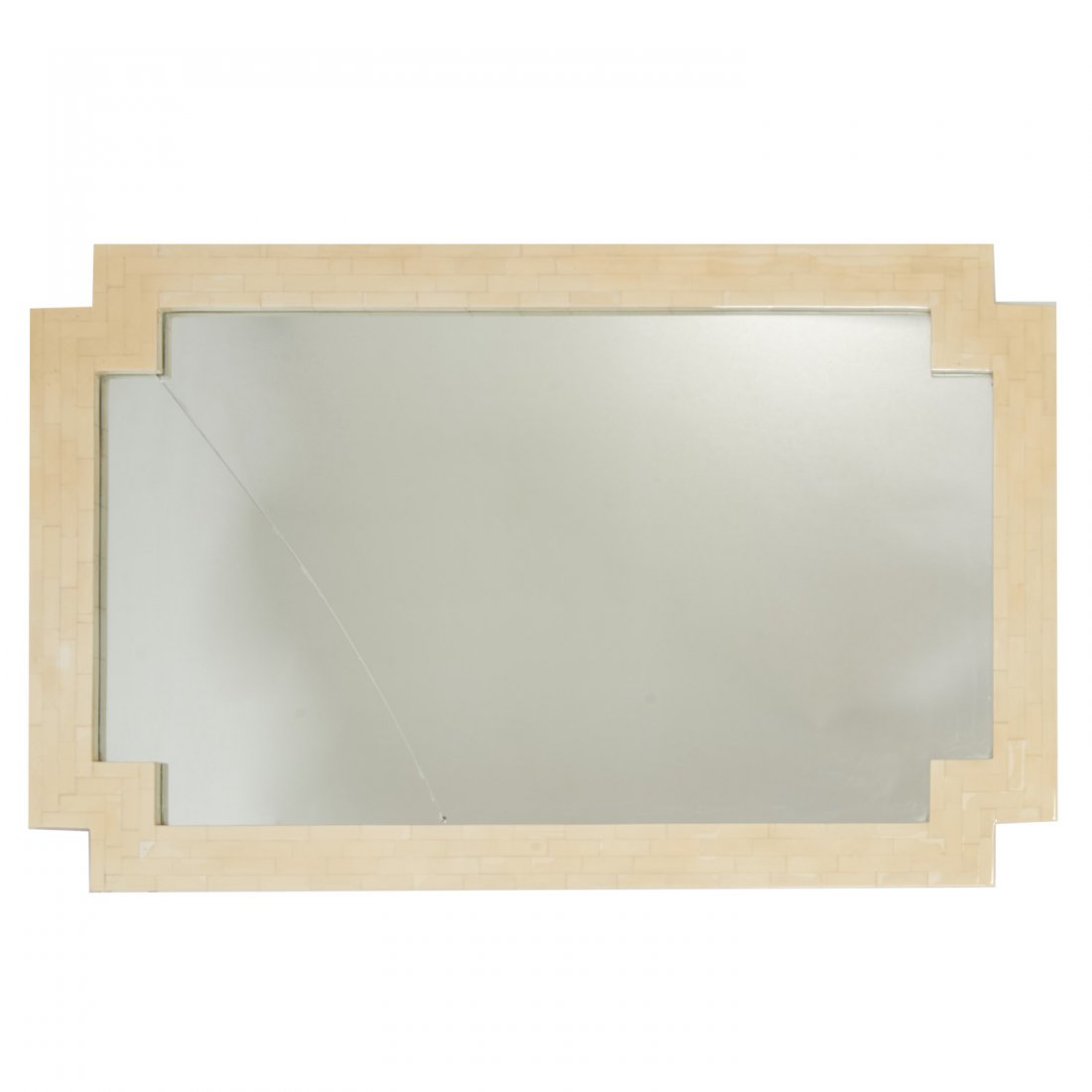 Manner Karl Springer tessellated bone wall mirror: Manner Karl Springer tessellated bone wall mirror, 21st c., unmarked, 48"h x 31"w