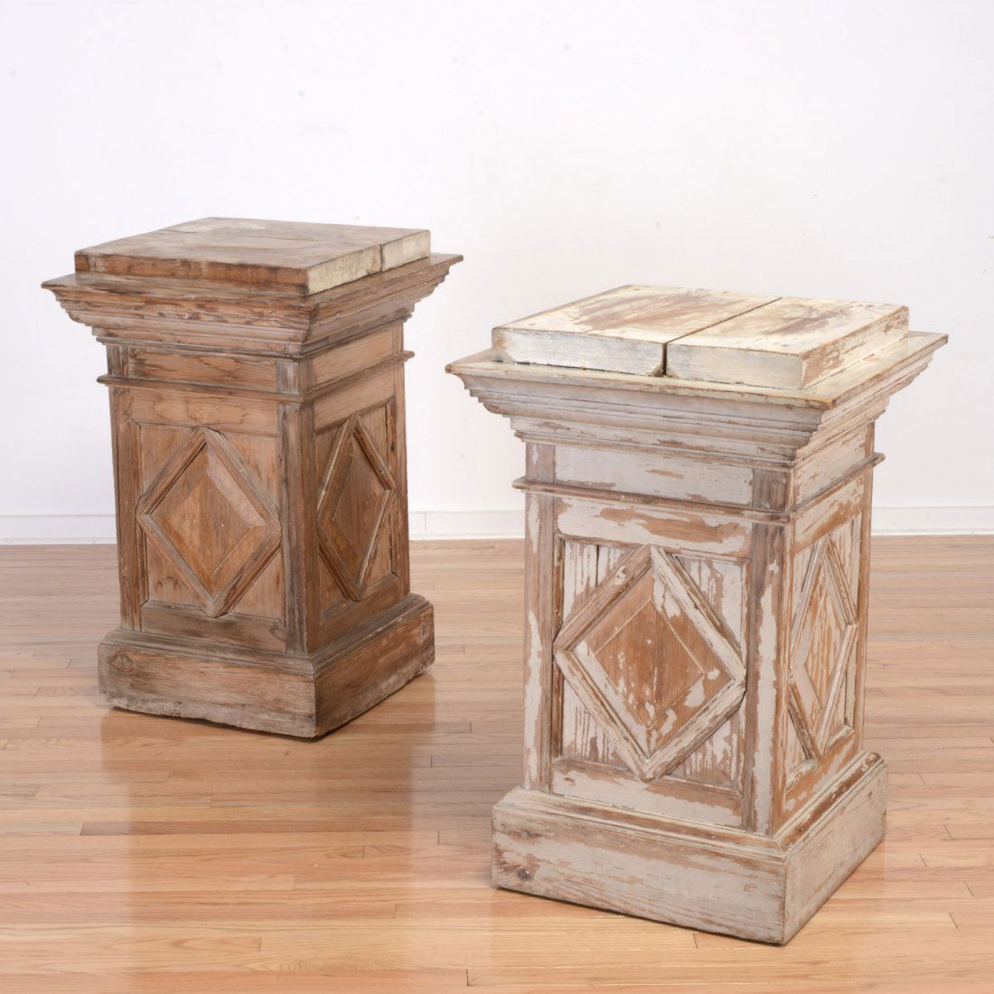 Nice pair architectural limed wood pedestals (1 of 7)