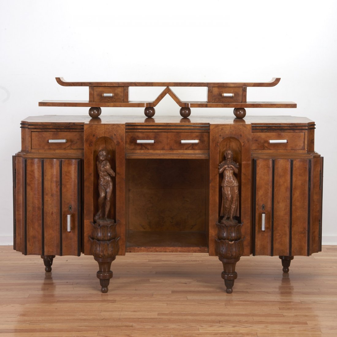 Italian Art Deco ebonized burl wood sideboard (1 of 7)