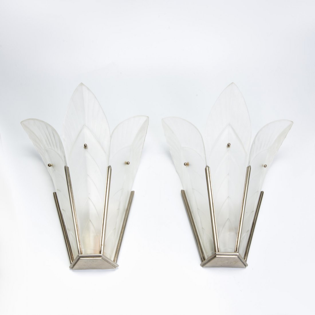 Pair Sabino Paris Art Deco frosted glass sconces (1 of 5)