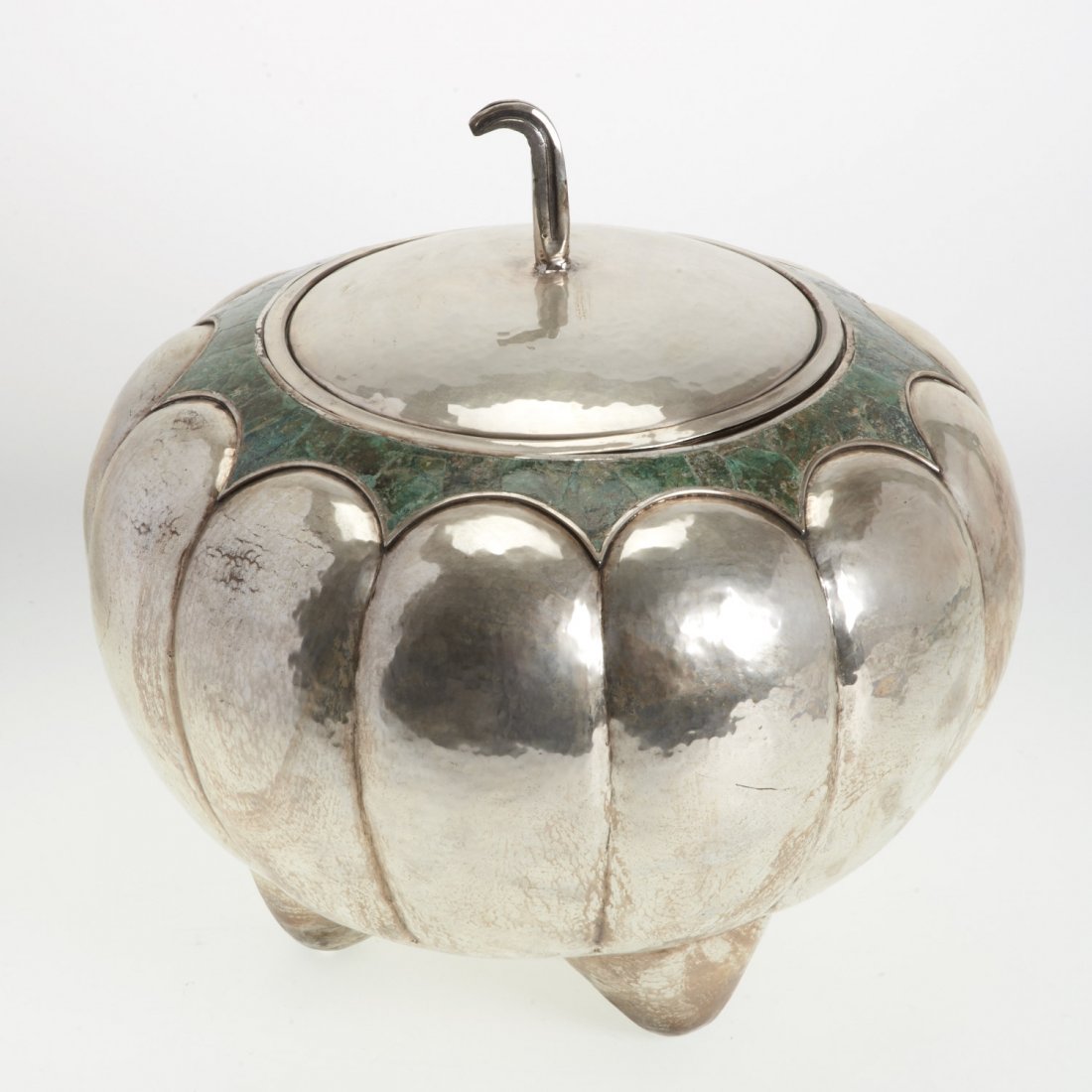 Emilia Castillo malachite inlaid silver plate jar (1 of 8)