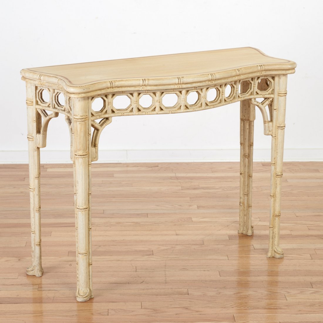 Decorator bamboo-carved console table (1 of 5)
