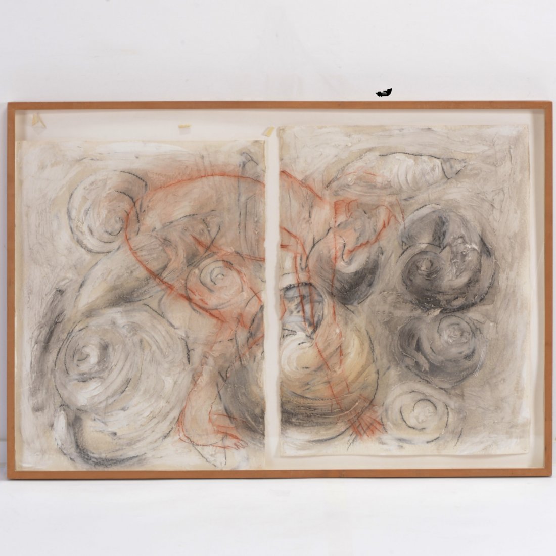 Nino Longobardi, mixed media: Nino Longobardi, mixed media, Nino Longobardi (Italian, b. 1953), Untitled abstract, 1982, oil, tempra and pastel on paper, signed "Longobardi", 30"h x 45"w (sheet), framed Provenance: Charles Cowles