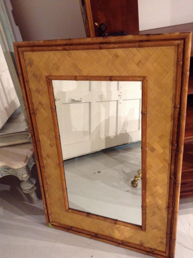 Mid-Century bamboo framed mirror (1 of 2)