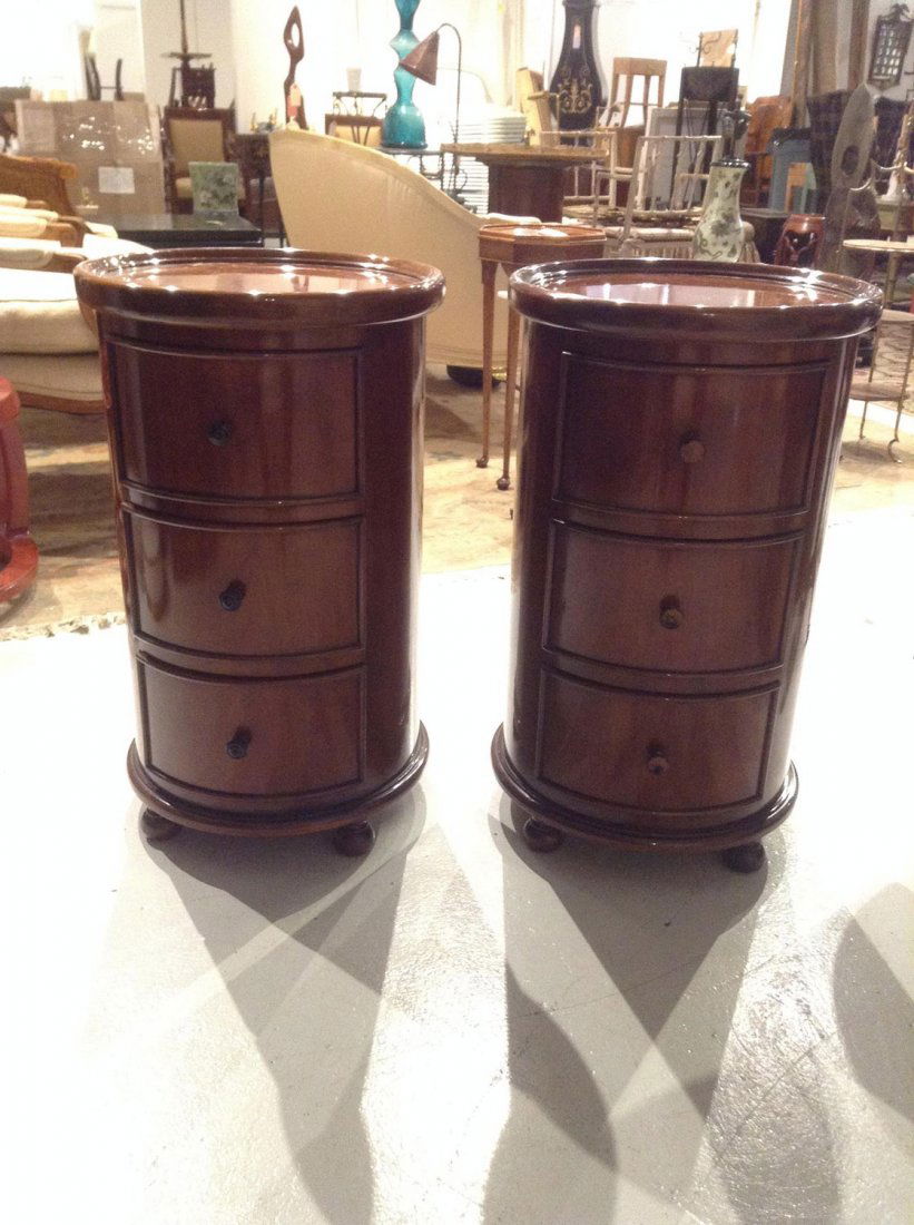 Pair mahogany cylinder side tables (1 of 2)