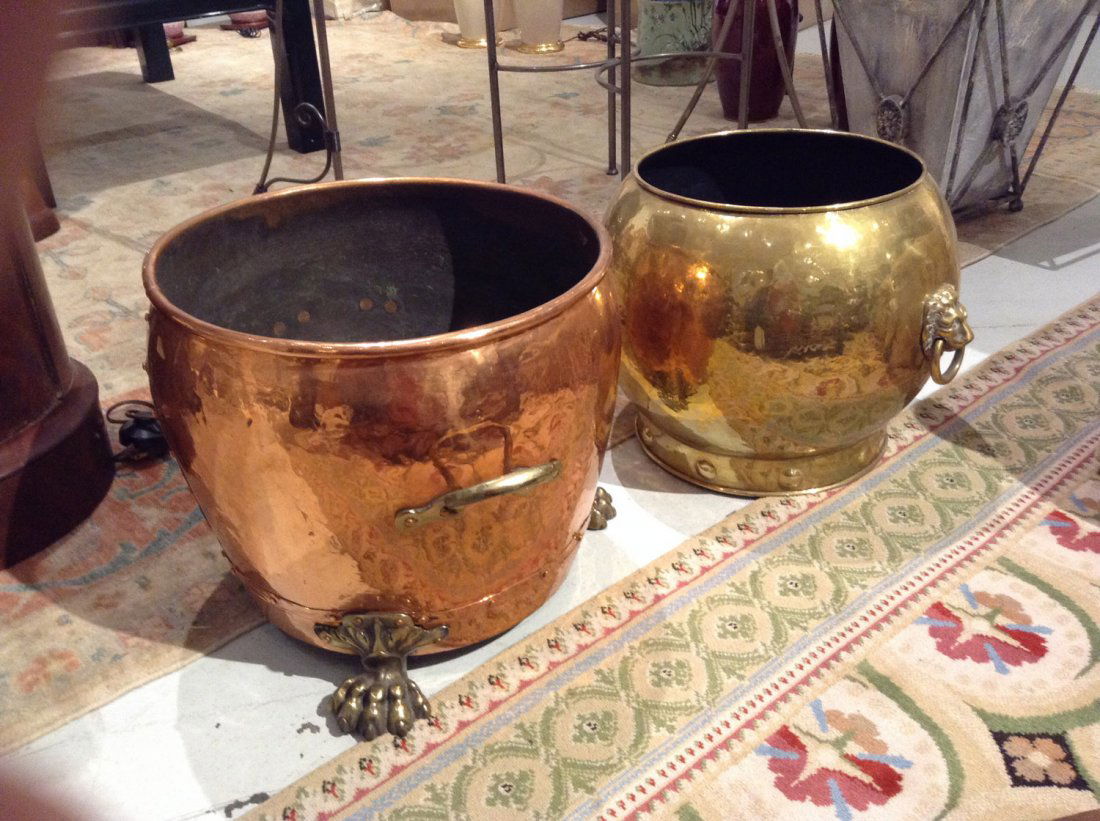 (2) Asian brass and copper planters (1 of 2)