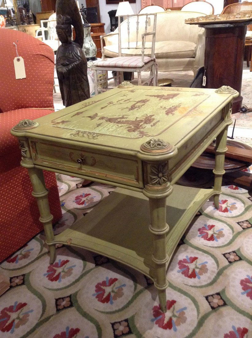 Karges paint decorated side table (1 of 2)