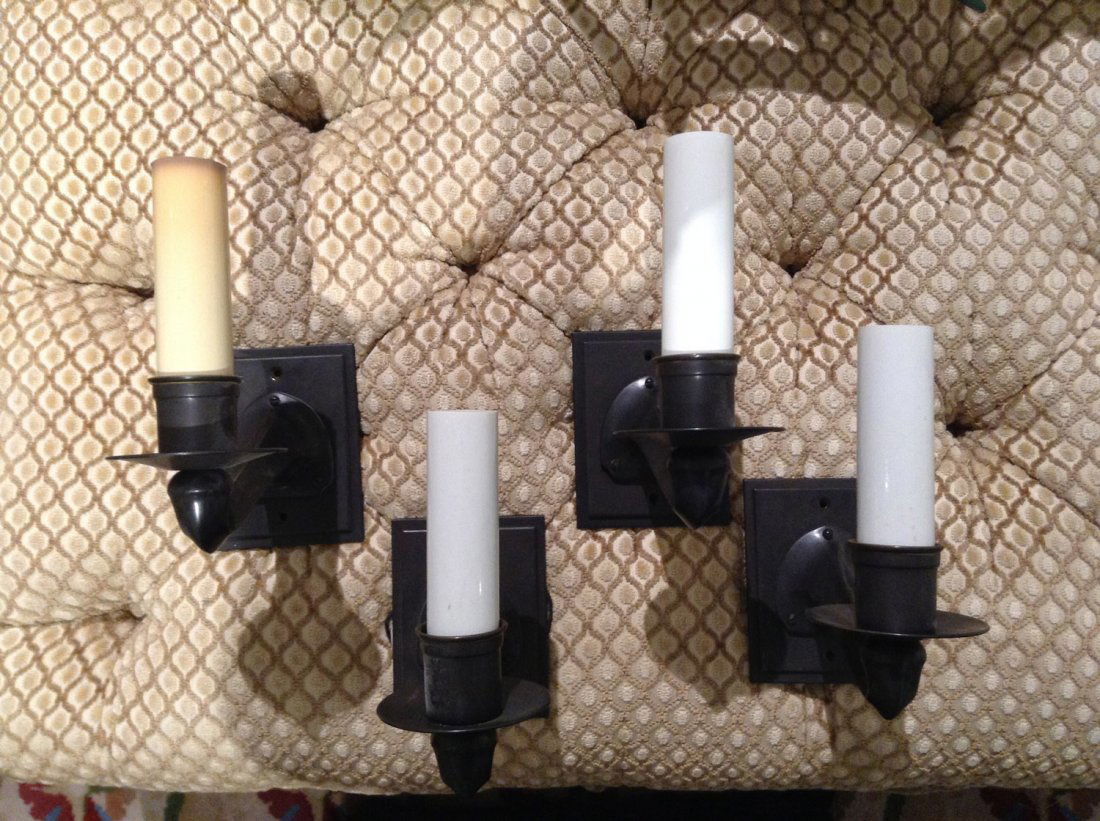 Set (4) Patinated bronze wall sconces (1 of 2)
