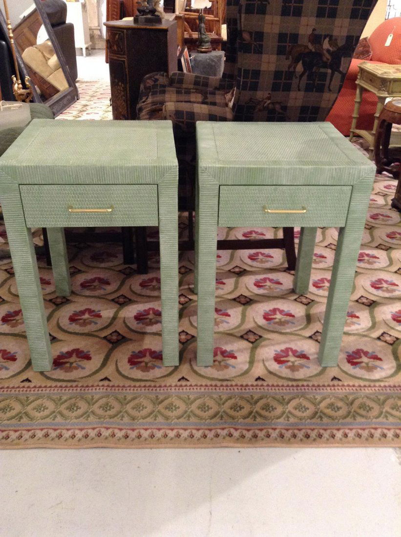 Pair Bielecky Bros. painted cane side tables (1 of 2)